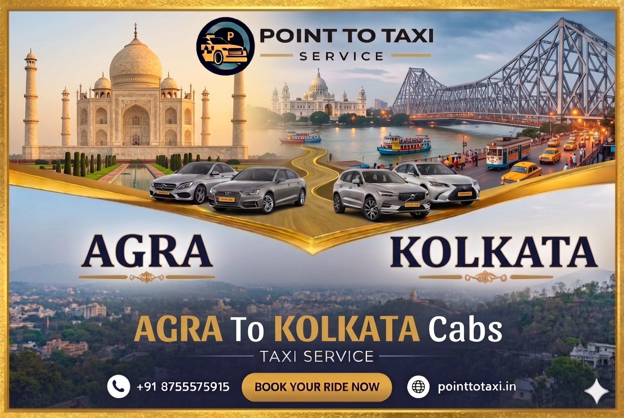Agra to Kolkata Taxi Service